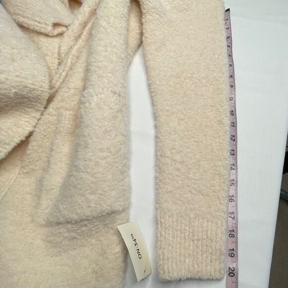 Women's Boucle long, open-front duster cardigan, in PASTEL ROSE TAN size S - Picture 5 of 12